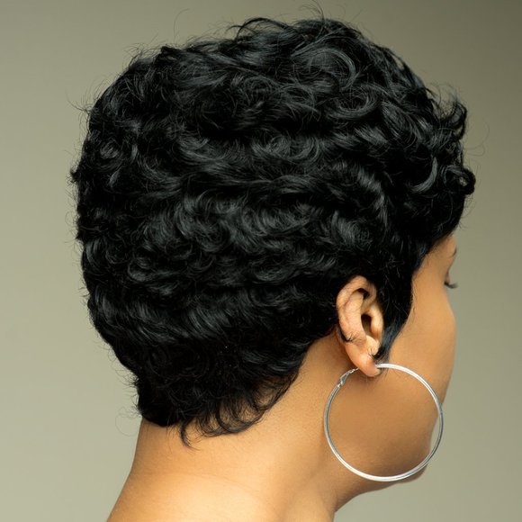 Wavy Curly Pixie w/ Lace Parting - Picture 4 of 8